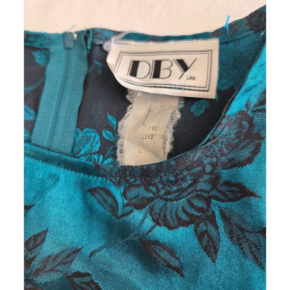 Vintage DBY Womens Floral 90s Grunge Whimsigoth Dress Size 5 Teal Romantic Y2K - Picture 6 of 15